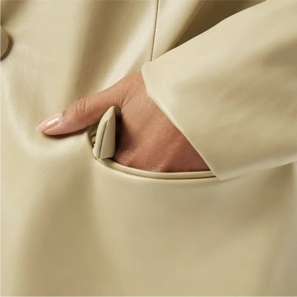 WEWOREWHAT Women’s Downtown Blazer Vegan Leather size M jacket Oat Sage Grn EUC - Picture 16 of 17